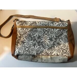 Myra Bag Shoulder bag cow hide leather floral fur 10.5" x 7" x 3"